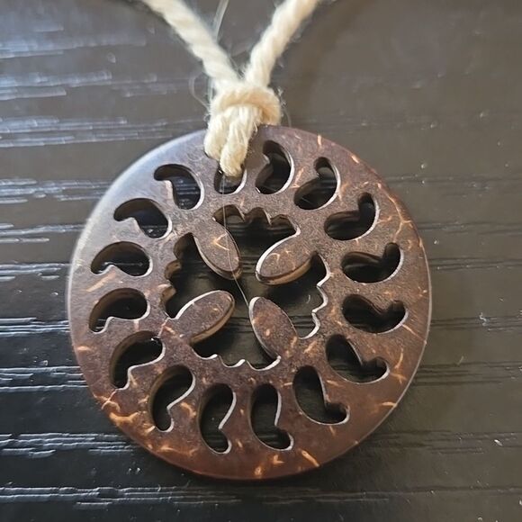 Galaxy Wooden Pendant Necklace Torus Vortex Sacred Geometry Jewel tie y2k boho - Picture 3 of 13